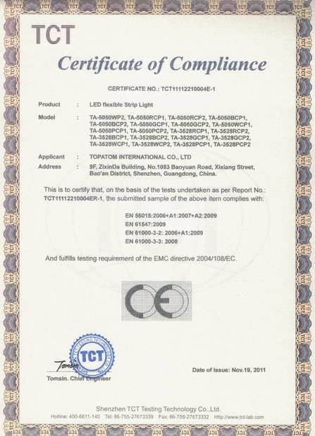Китай Shenzhen Vasten lighting Co.,ltd Сертификаты